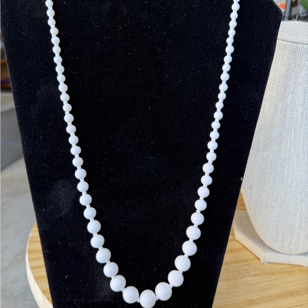 Vintage Milk Glass Beaded Necklace